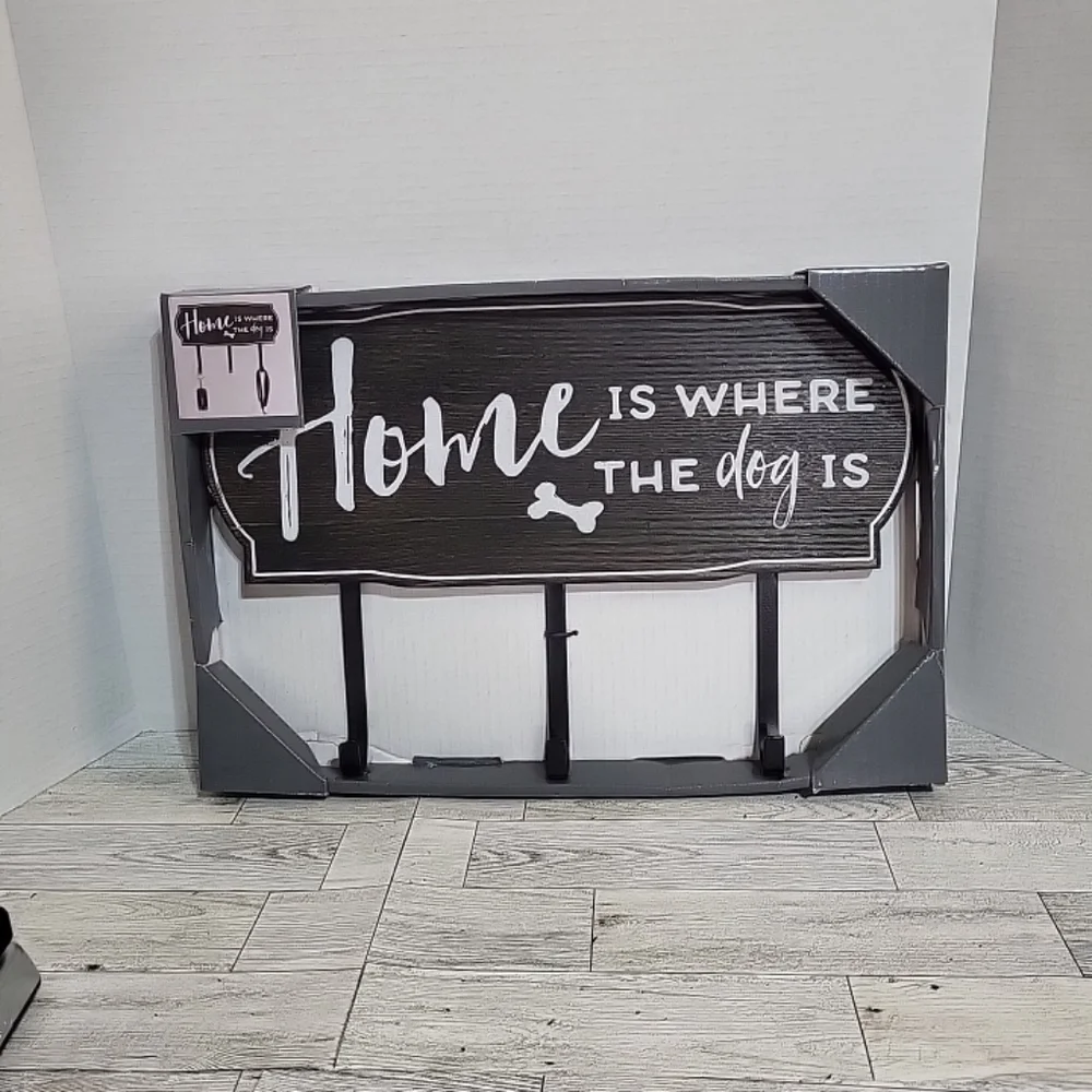 Don't Wall Plaque With Hook Home Is Where The Dog‎ Is Leash Holder Key Holder